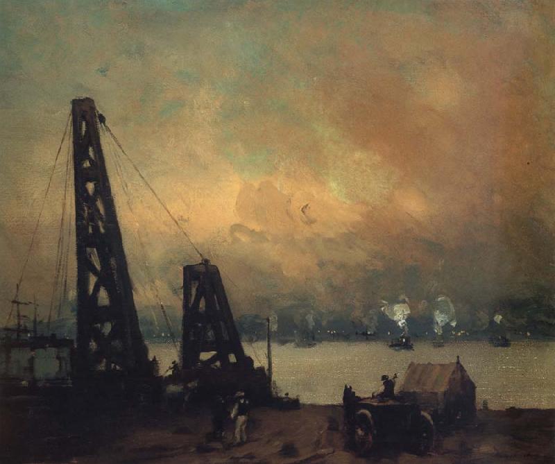 Robert Henri Derricks on the North River Germany oil painting art